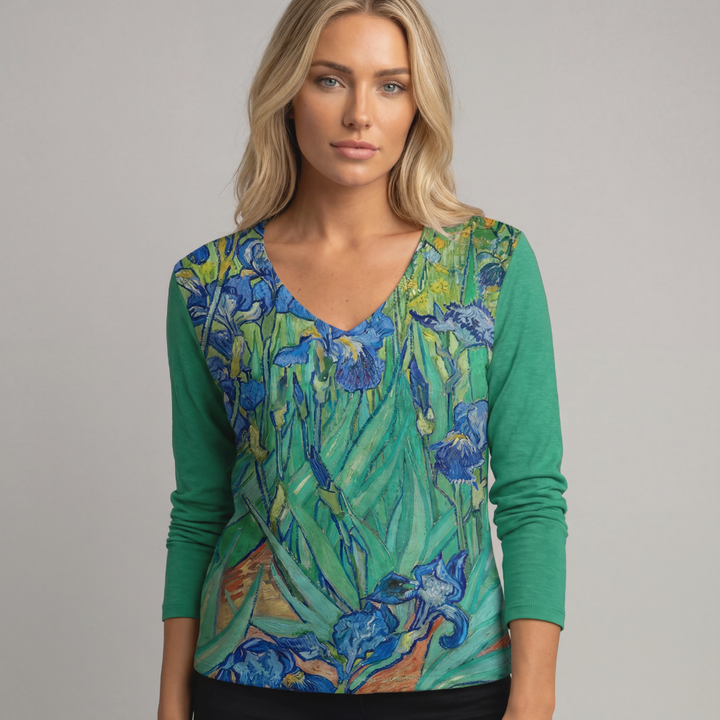 Women’s Floral Art Print V-Neck Short Sleeve T-Shirt – Casual Streetwear Top